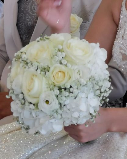 Bouquet de mariée rond, blanc