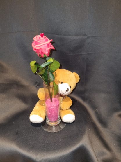 Rose éternelle et son petit ourson