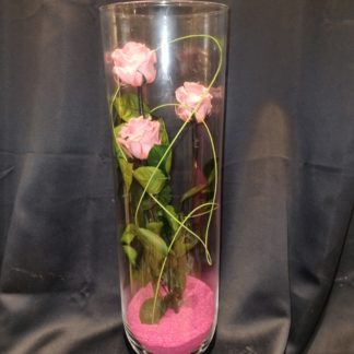 Roses éternelles dans leurs vase