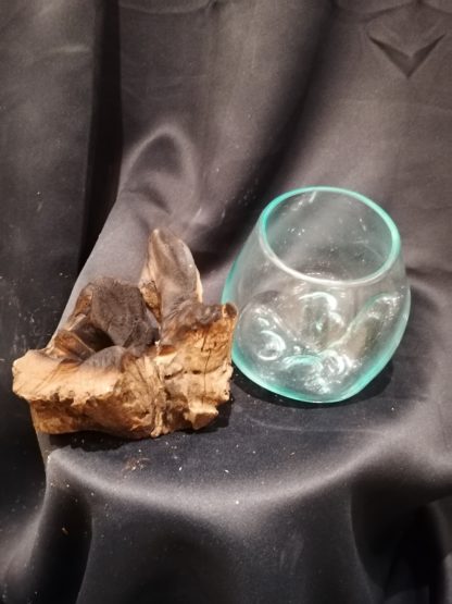 Vase en verre sur bûche (petit)