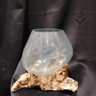 Vase en verre sur bûche (grand)