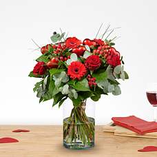Bouquet rouge avec coeur en wax